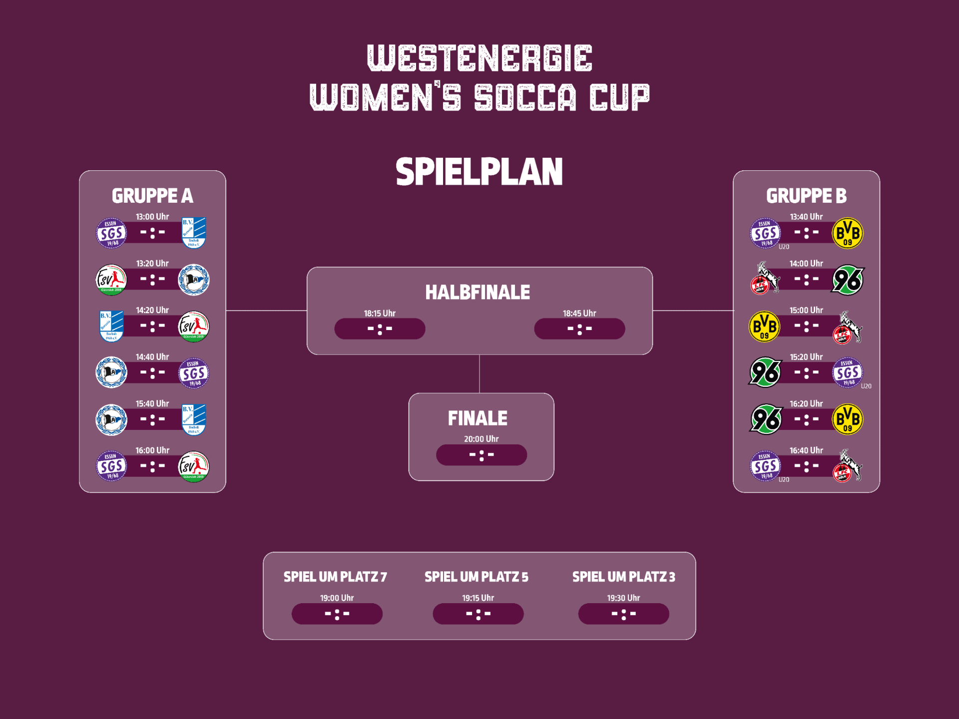 Spielplan: Westenergit - Women`s Socca Cup